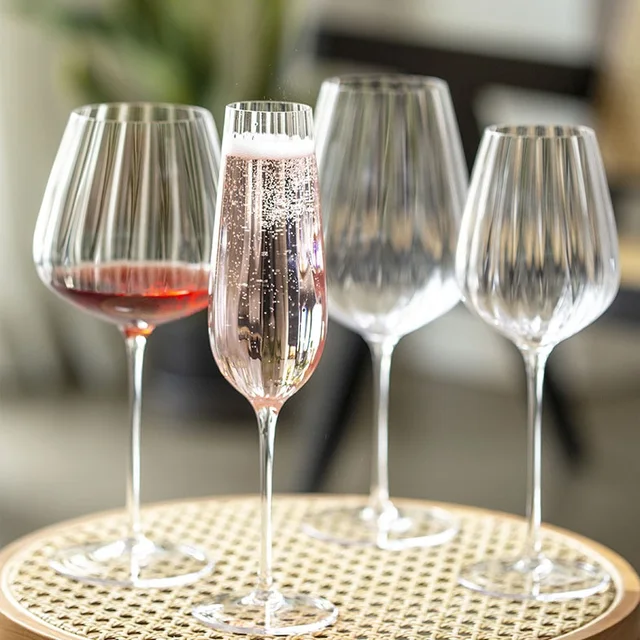 2 pezzi vetreria nordica ondulata elegante Champagne grande capacità rosso  bianco bicchieri da vino tazza calici calice tazza di vetro trasparente -  AliExpress