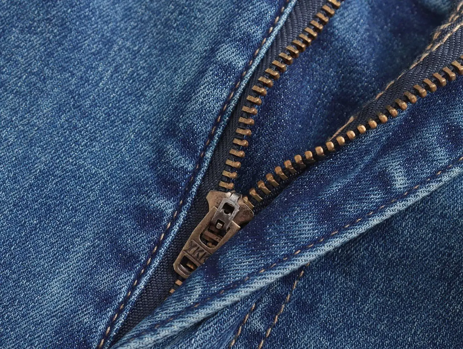 Withered Vintage Forking Flare Denim Pants High Street Washed Blue High Waist Jeans Women