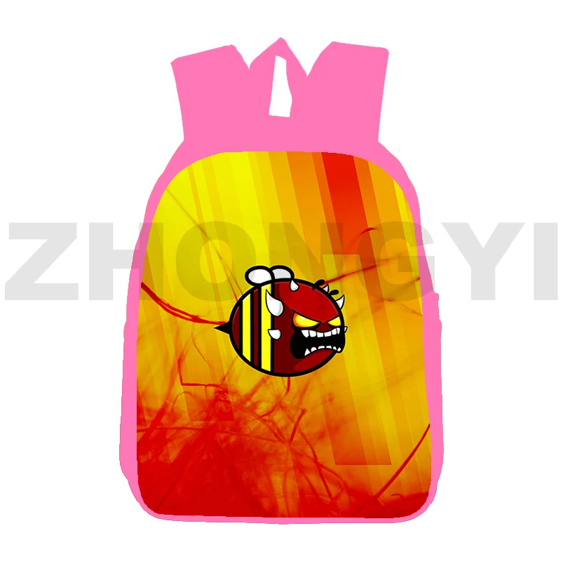 

Trendy Anime Angry Geometry Dash 3D Backpacks Kawaii Bags for Women 12/16 Inch Children Canvas Book Bag Hiking Trekking Satchel