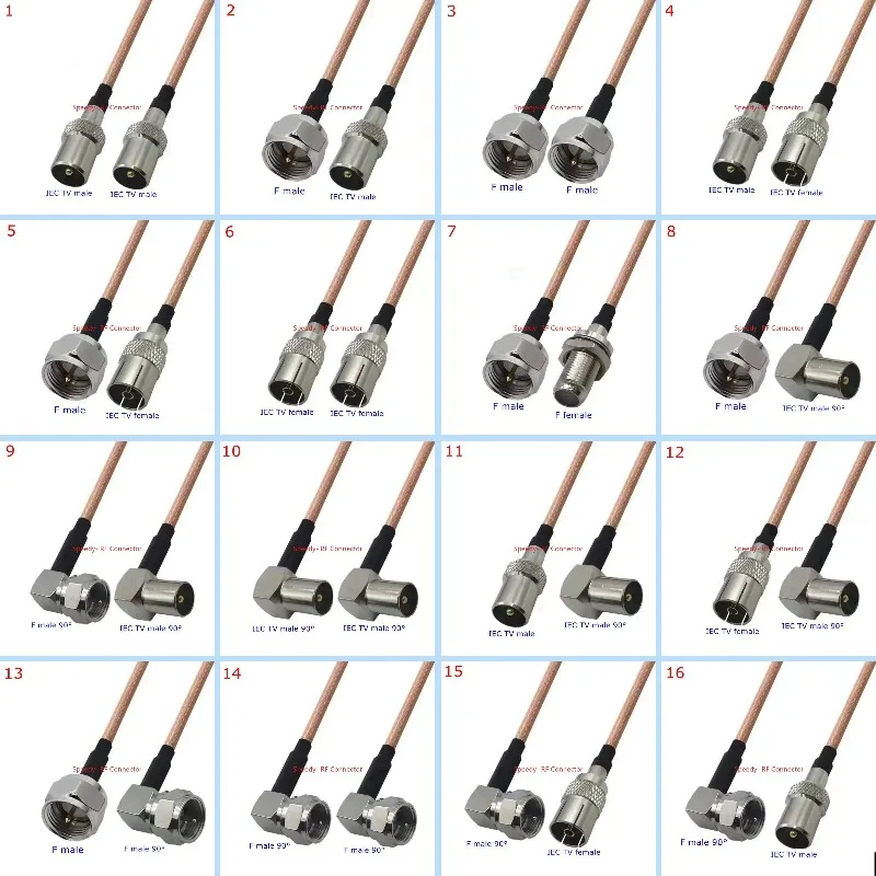 75Ohm Rg179 Cavo Iec Tv A F Maschio Femmina Connettore 75Ω Rg-179 Iec Tv A Iec Tv Ad Angolo Retto Estensione Rf A Bassa Perdita Consegna Veloce