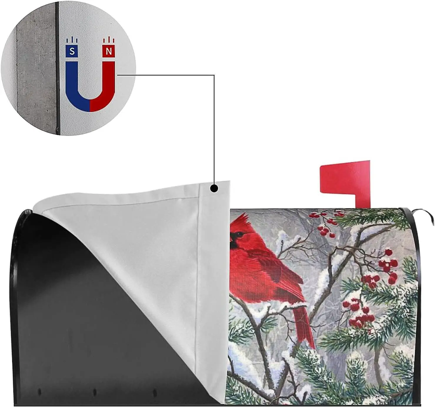 Winter Mailbox Covers Magnetic Bird Cardinal Mailbox Cover Winter Wraps 18" X 21" Holiday Garden Mailboxs Decorations