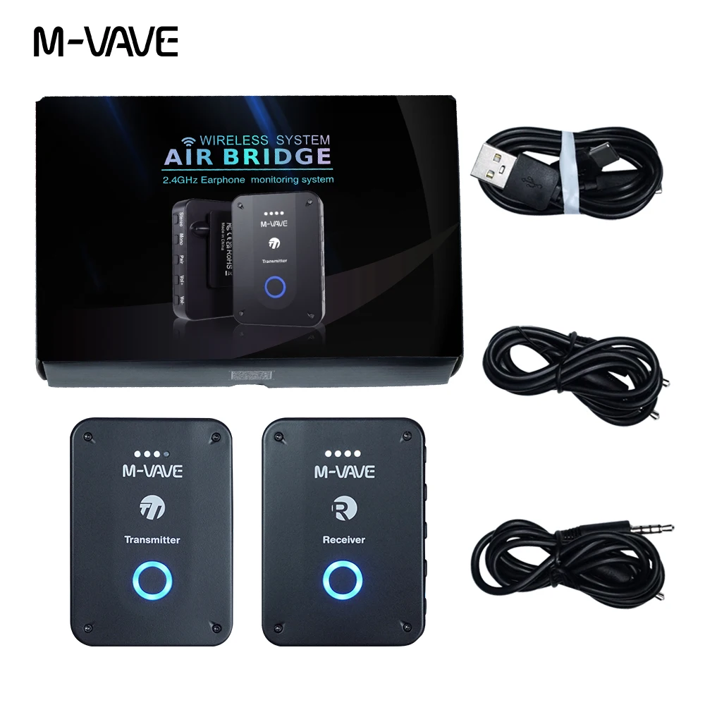 M-VAVE WP-9 2.4G Wireless System Earphone Monitor System Rechargeable Transmitter Receiver Mono Recording Function