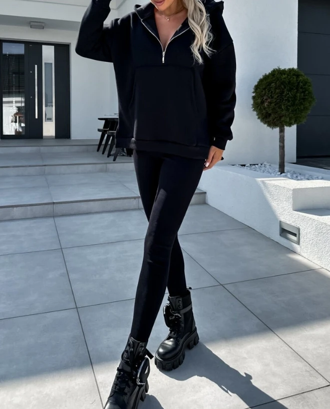 Zipper Design Hooded Long Sleeve Sweatshirt and Pants Set 2023 New Fashion Hot Selling Women's Wear