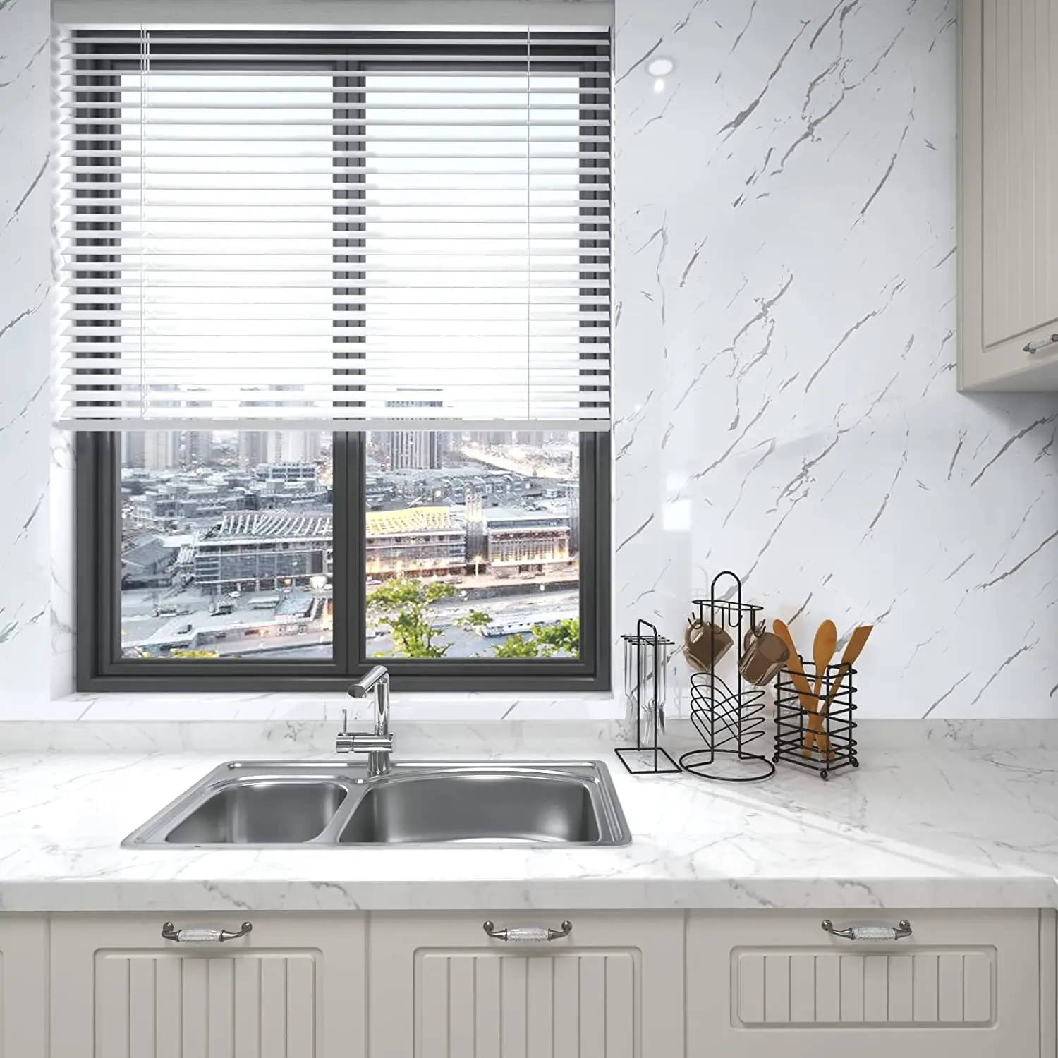 

Vinyl Waterproof Marble Contact Paper for Bathroom PVC Self Adhesive Oil Proof Wallpaper Stickers for Kitchen Cabinet Counter
