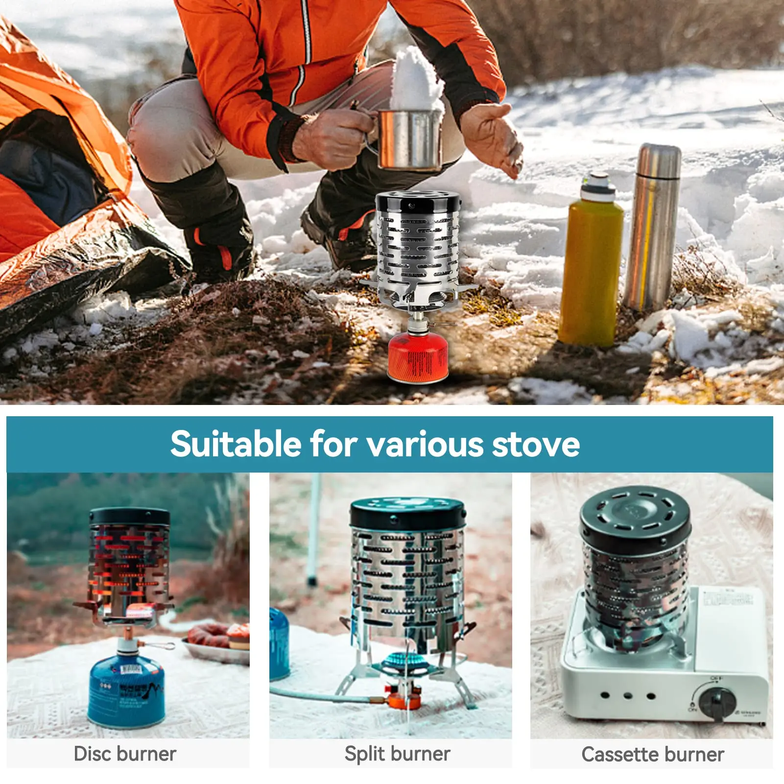 Heater Attachment for Gas Stove Tent Heater Portable Camping Heater Heating  Attachment for Camping Stove, Tent Heater