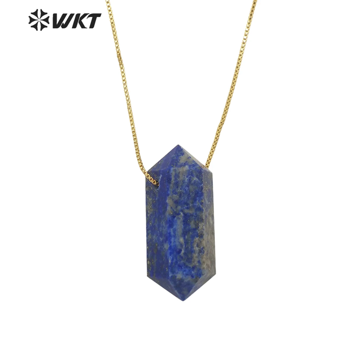 

WT-N1373 WKT Beautiful Natural Stone Necklace Hexagonal Cone Double Head Cylinder Four Colore Choice Pendant Girls Birthday Gift