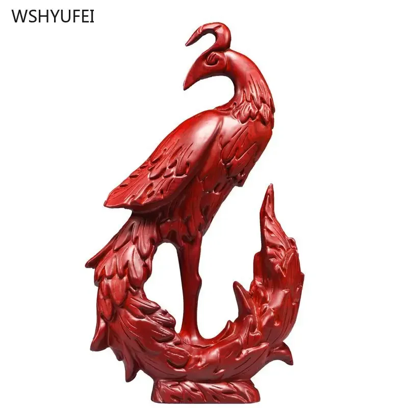 

1 pcs Solid wood carving crafts living room bedroom Study display rack home decoration Simulate Phoenix Shape Housewarming gift