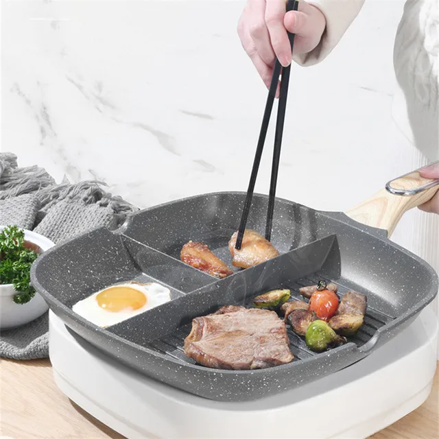 Multi-Functional Non-Stick-Skillet 3 Section-Grill Pan Breakfast  Pan-Griddle Drop shipping - AliExpress