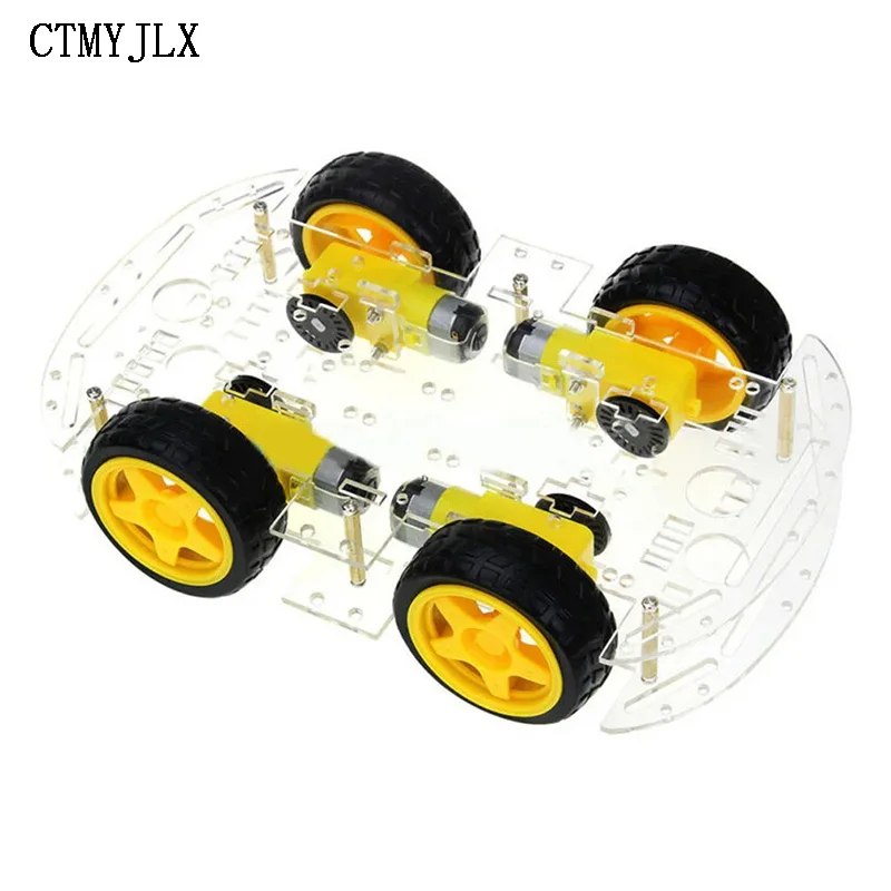 Détail des moteurs TT avec encodeurs intégrés sur le châssis robot 4WD pour Arduino.