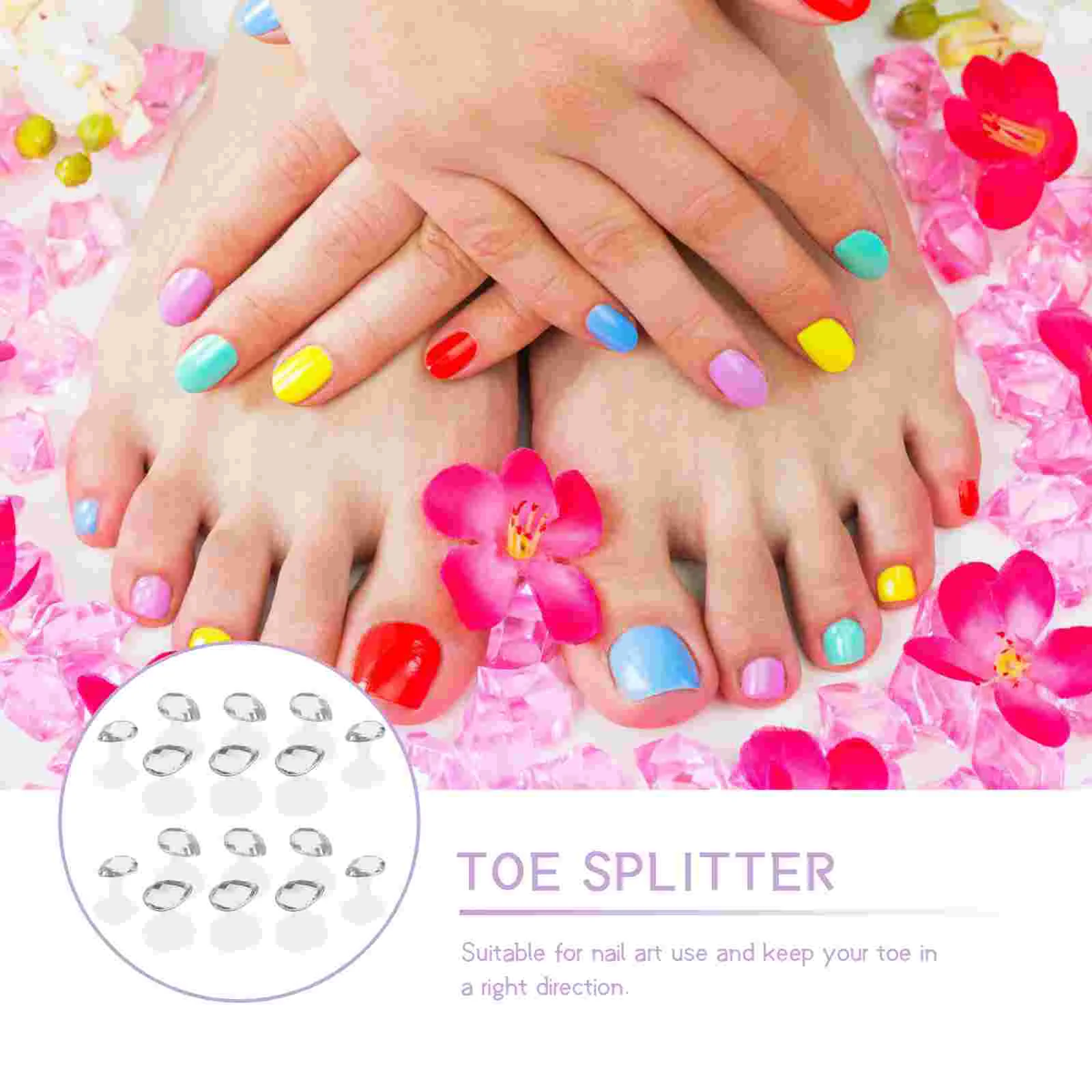 16 Pcs Nail Polish Stand Toe Divider Rhinestones Spreaders Silica Gel Boards for Nails Spacers