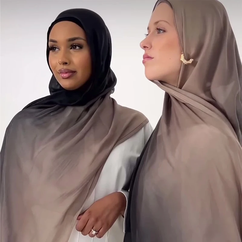 Ramanda Bambus Modal Rayon Hijabs für Frauen Lady Double Stitching Schal Schals Musulman Gradient Kopftuch Islamischer Turban – Detail 5