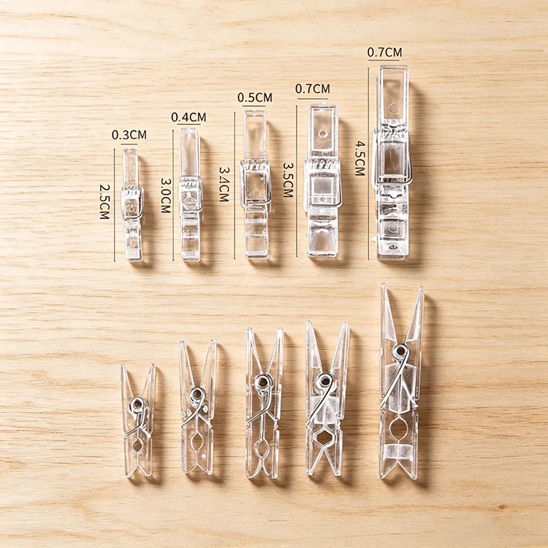 100/50PCS 플라스틱 미니 빨래집게 사진 클립 미니 옷핀 투명 클립 DIY 홈 사진 디스플레이 장식 YFJ008