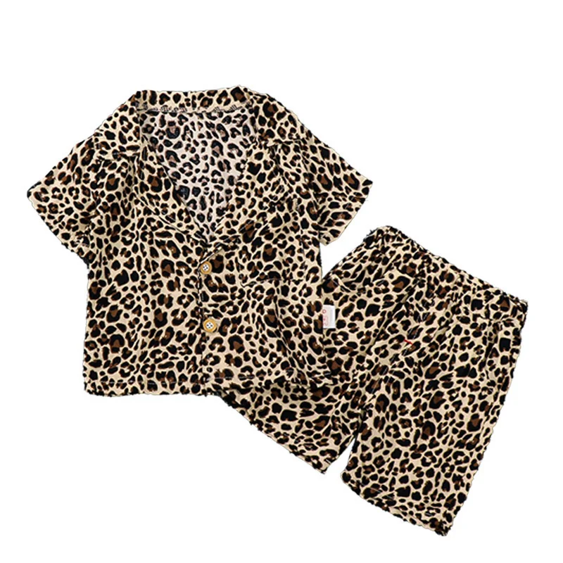 

Baby Summer Leopard Print Suit Short Sleeve Children's Suit Baby Casual Fashion Outing Toddler Clothes 65-115 Cm