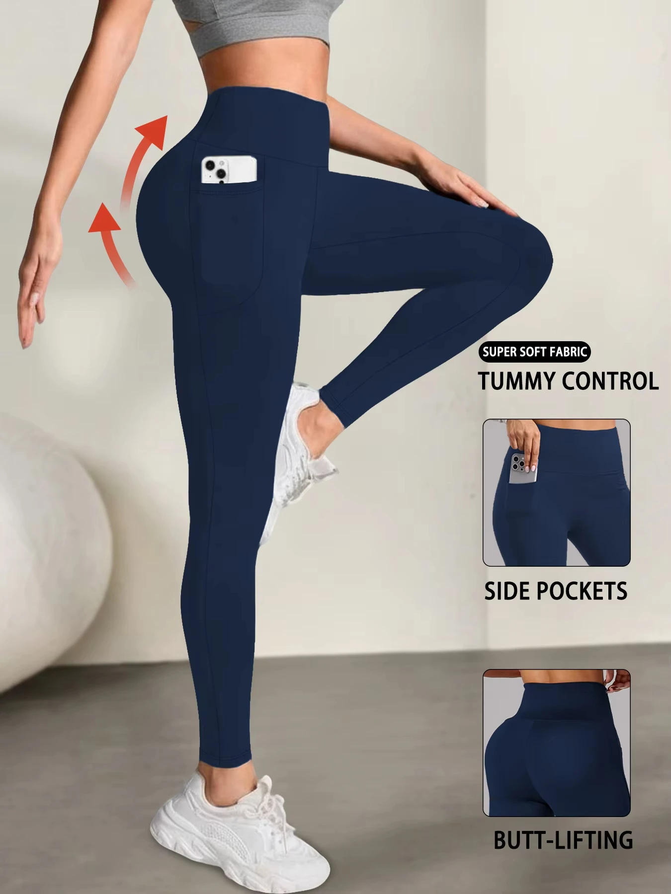 Women Yoga Fitness Leggings With Pocket High Waist Tights Gym Workout Running Stretchy Sexy Butt Liftting Casual Skinny Pants 4