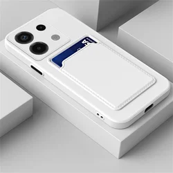 Card Slot Holder Silicone Phone Case - Durable Protective Cover with Wallet Functionality for Note 11 Pro Plus 5G (White)