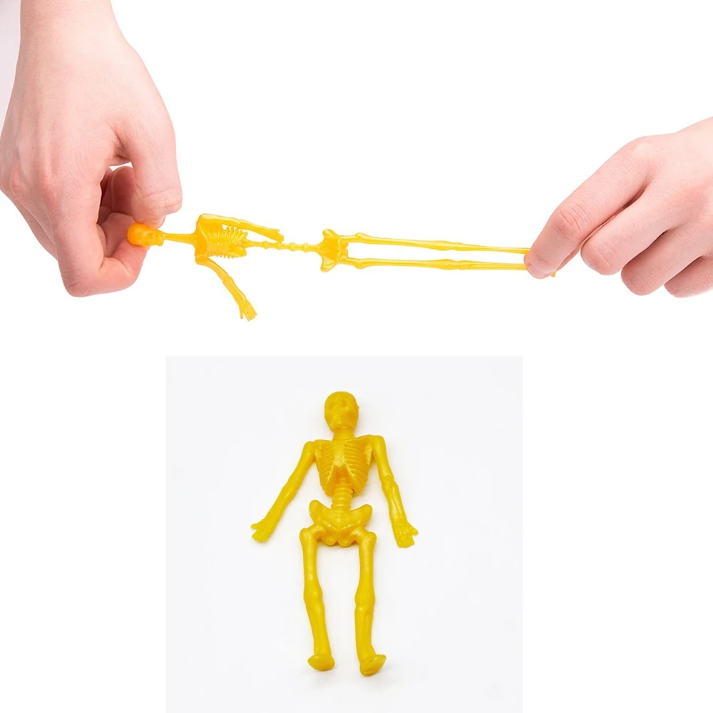 24/48pcs Loot Model Stretch Skull Pinata Fillers Stretchy Skeletons Kids Toy Halloween Party Favors