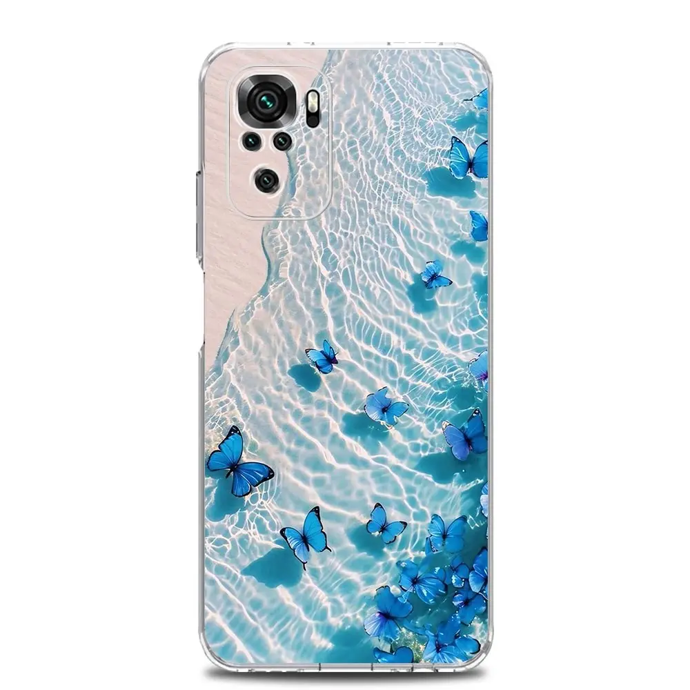 Blue Butterfly Ocean Waves Soft TPU Phone Case
