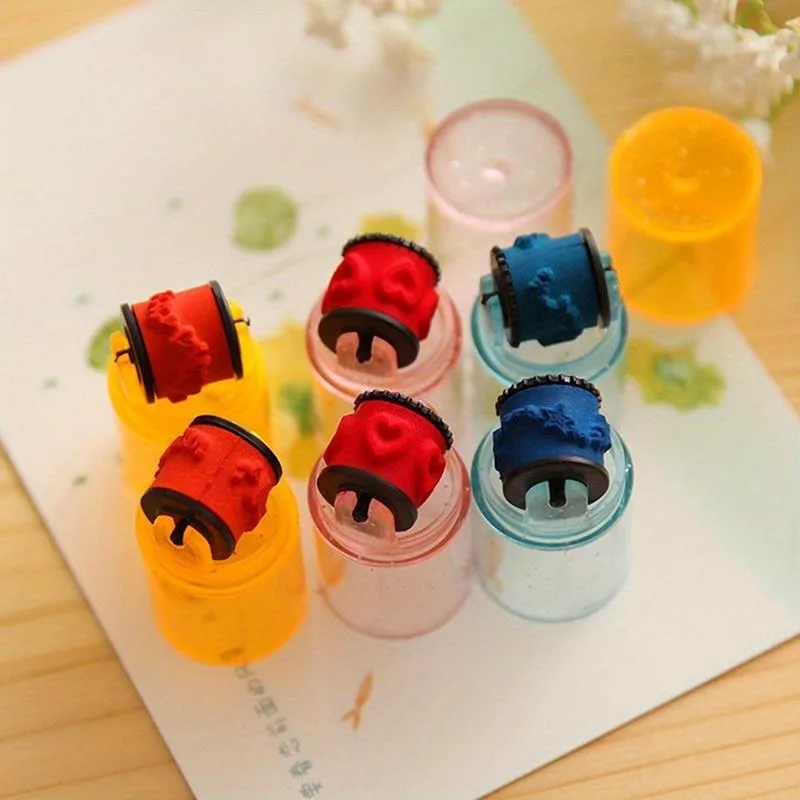 Random Color Colorful Ink Pad Stamp Seal Preschool Funny Learning Cartoon DIY Roller Drawing Diary Tool Ink Pad Gift