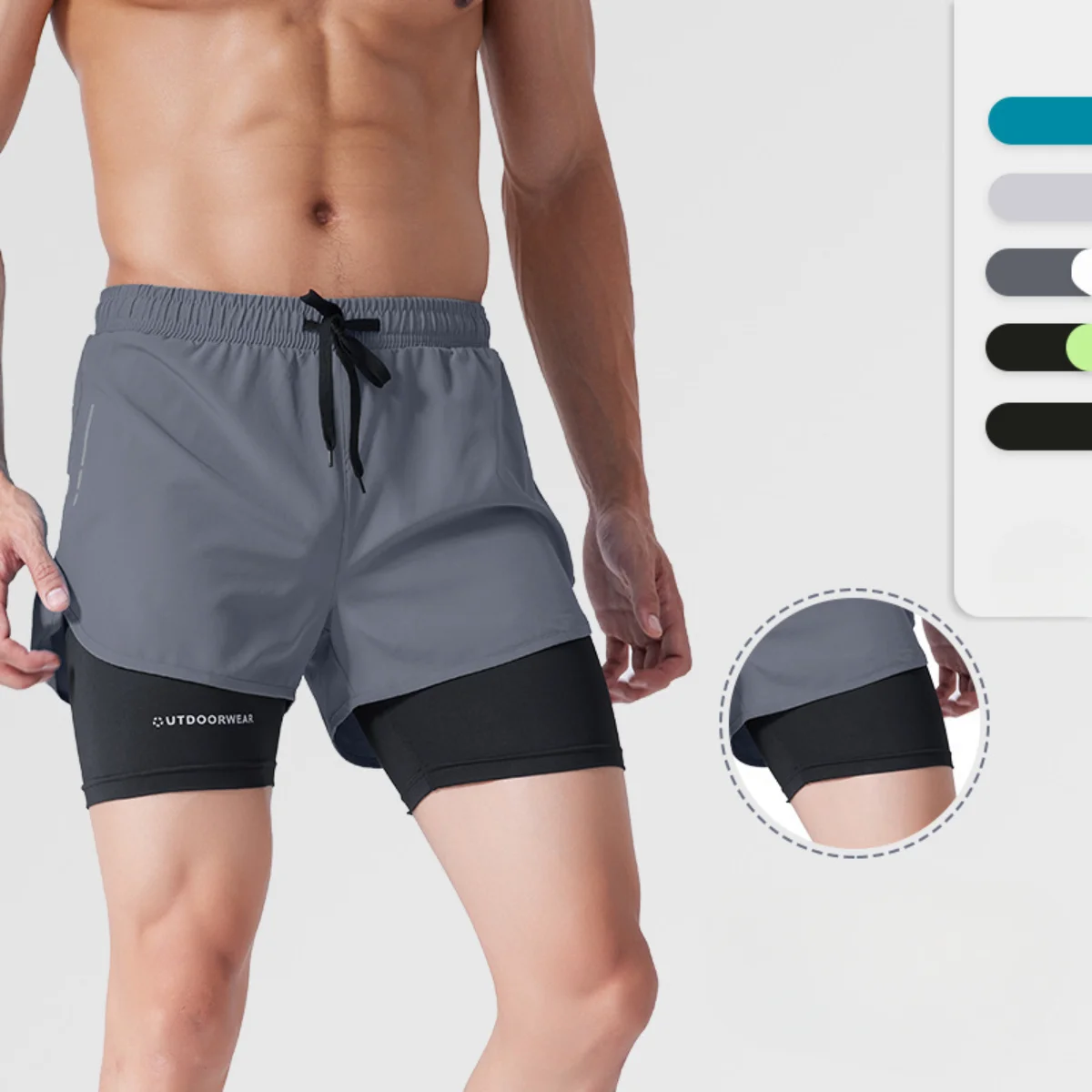 Compression 2 in 1 Quick Dry Sport Shorts Men Basketball Soccer Racing Marathon Running Fitness Gym Trunks