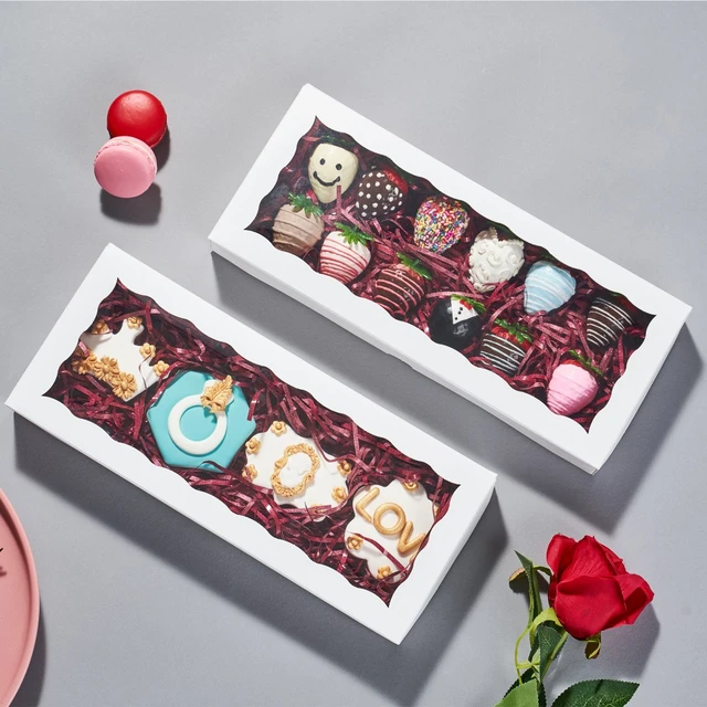Cookie Boxes with Window Auto-Popup Food Bakery Treat Packaging for Macaron  Cakesicle Chocolate Coverd Ore