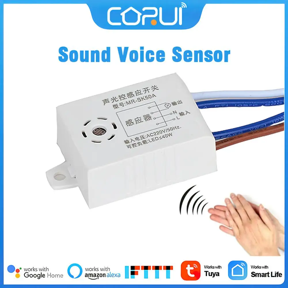 220V Voice Activated Light Switch Warehouse Intelligent Affidabile Sound Voice Sensor Switch Comando Vocale Light Switch Scale