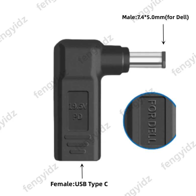 Universal Laptop Power Adapter Connector - USB Type C Female to Male Jack Converter