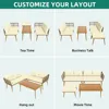 4 Pieces Patio Furniture Set, Outdoor Rattan Woven Conversation Sectional L-Shaped Sofa for Backyard, Porch, Boho Detac 4