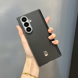 Luxury Carbon Fiber PU Leather Protective Back Cover Case - Galaxy Z Fold Special (Black)