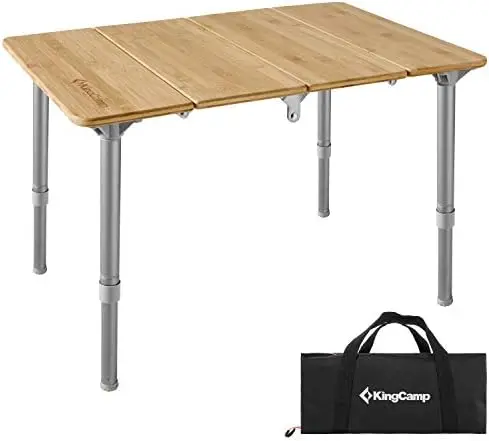 

Lightweight Stable Folding Camping Table Bamboo Outdoor Folding Tables Adjustable Height Portable Picnic