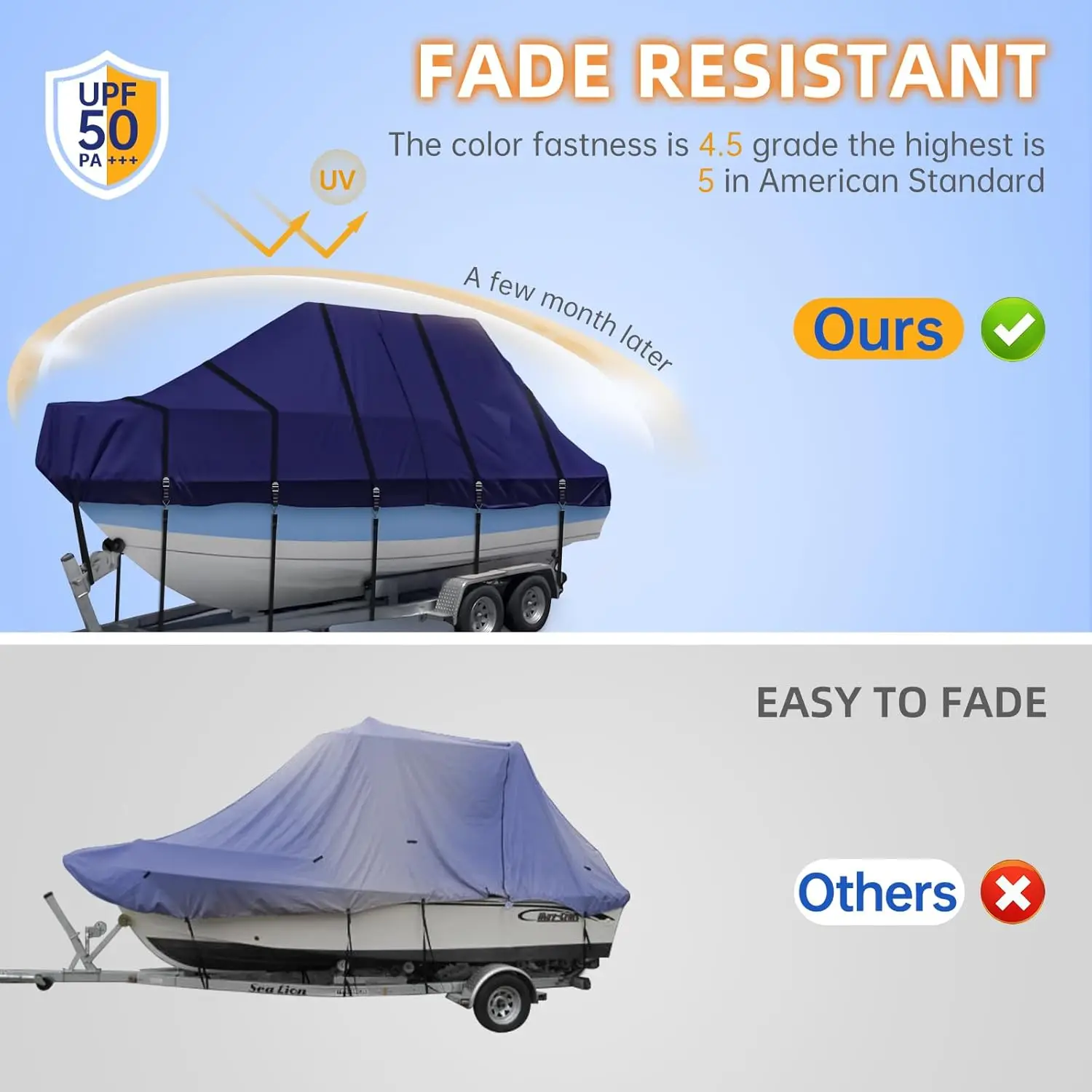 Waterproof T Top Hard Top Boat Cover, Center Console Boat Cover