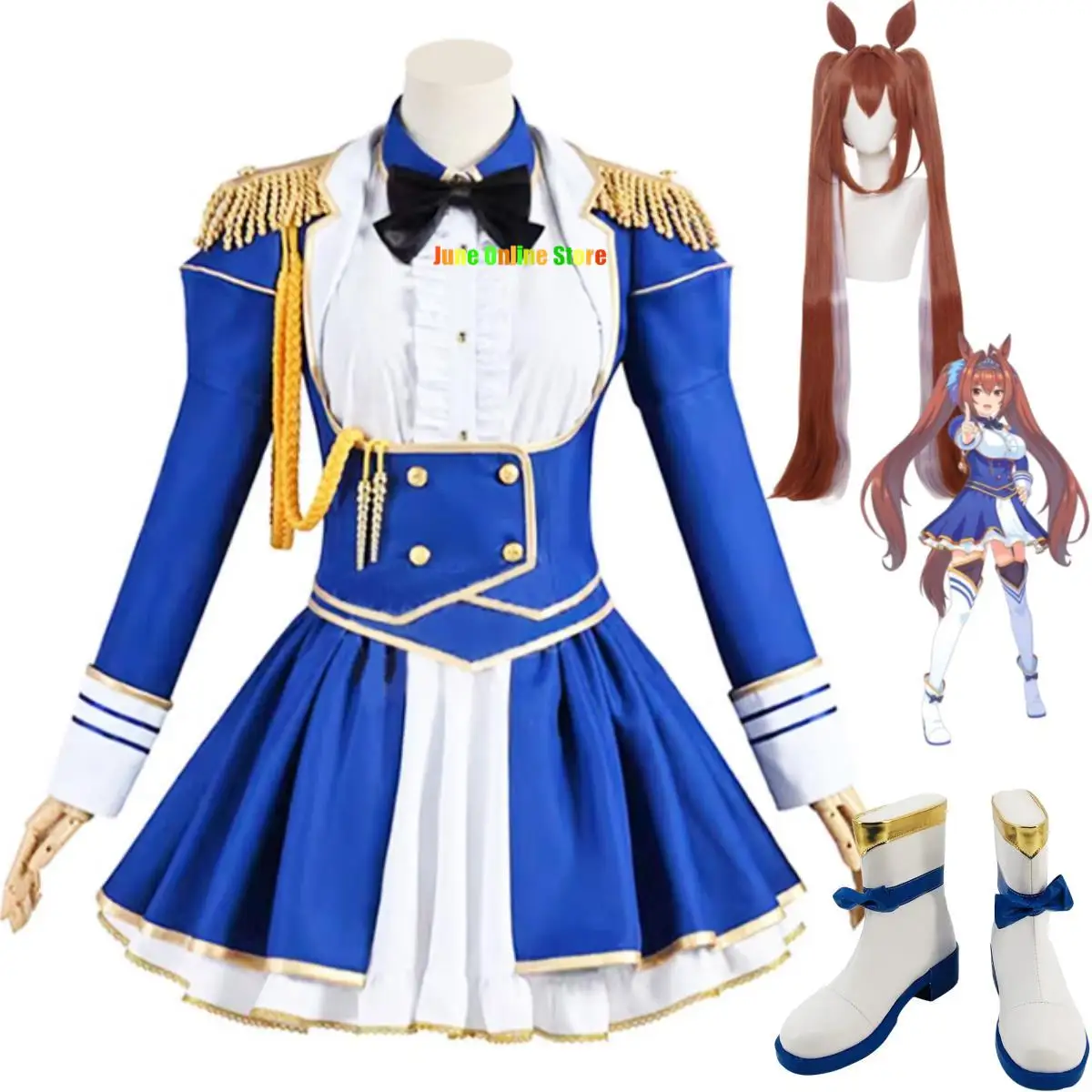 

Anime Game Umamusume: Pretty Derby Daiwa Scarlet Cosplay Costume Wig Combat Uniform Skirt Woman Sexy Halloween Party Suit