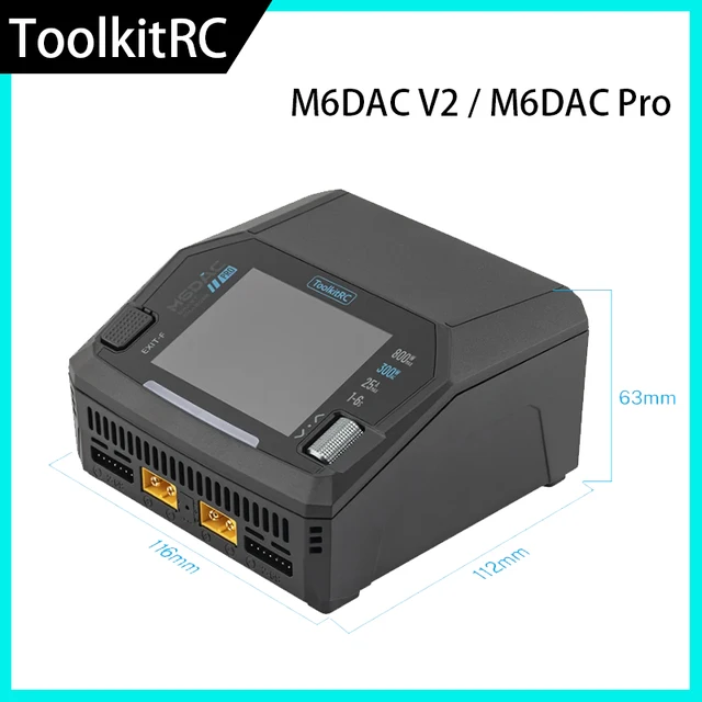 Future Flight ToolkitRC M6DAC V2 M6DAC Pro Dual Channel Smart Lipo Battery Charger Discharger AC 200W/300W DC 800WX2 28A 1-6S 1