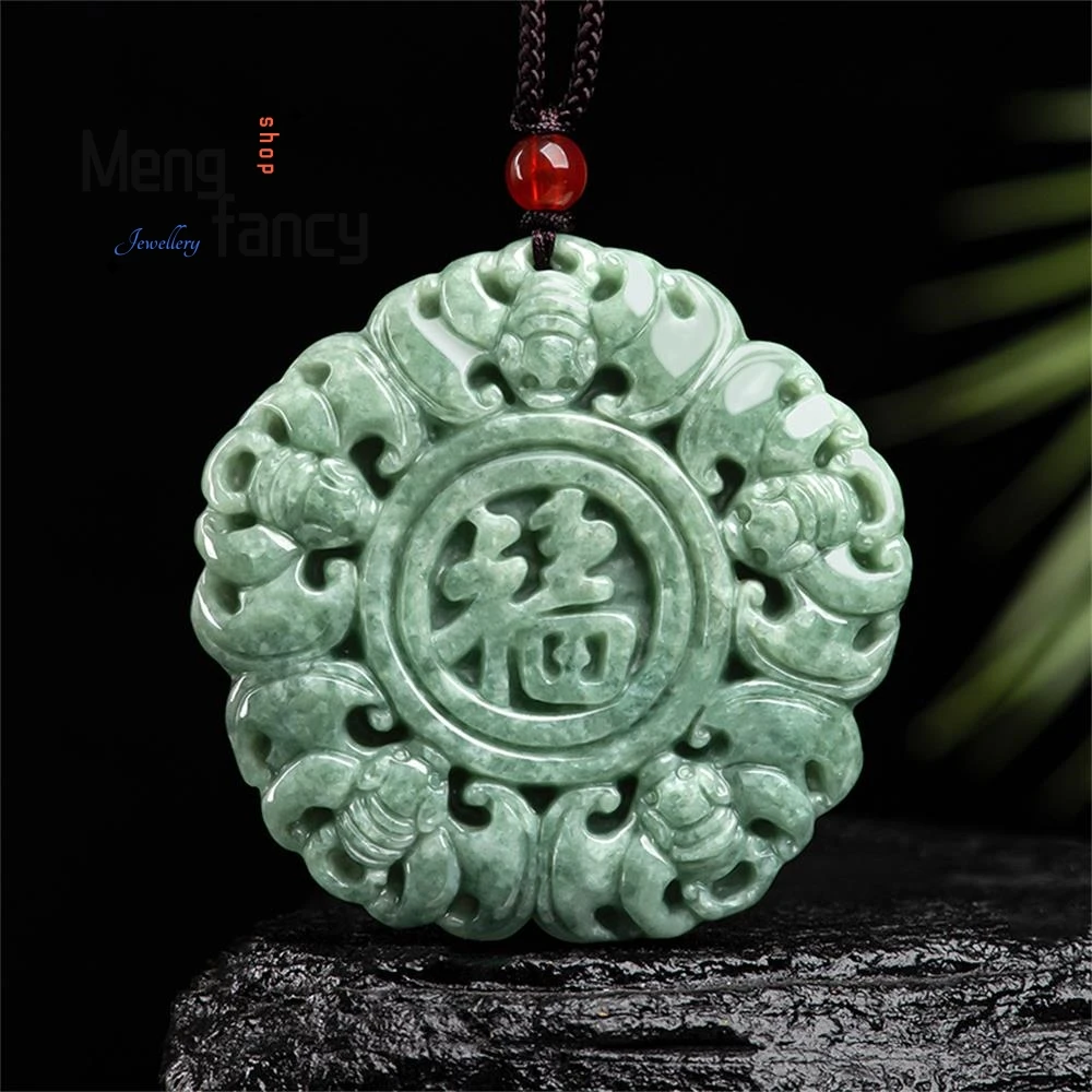 

Natural Jadeite Five Blessings At The Door Pendant Charms Fashion Men Women Jewelry Luxury Necklace Amulet Mascots Holiday Gifts