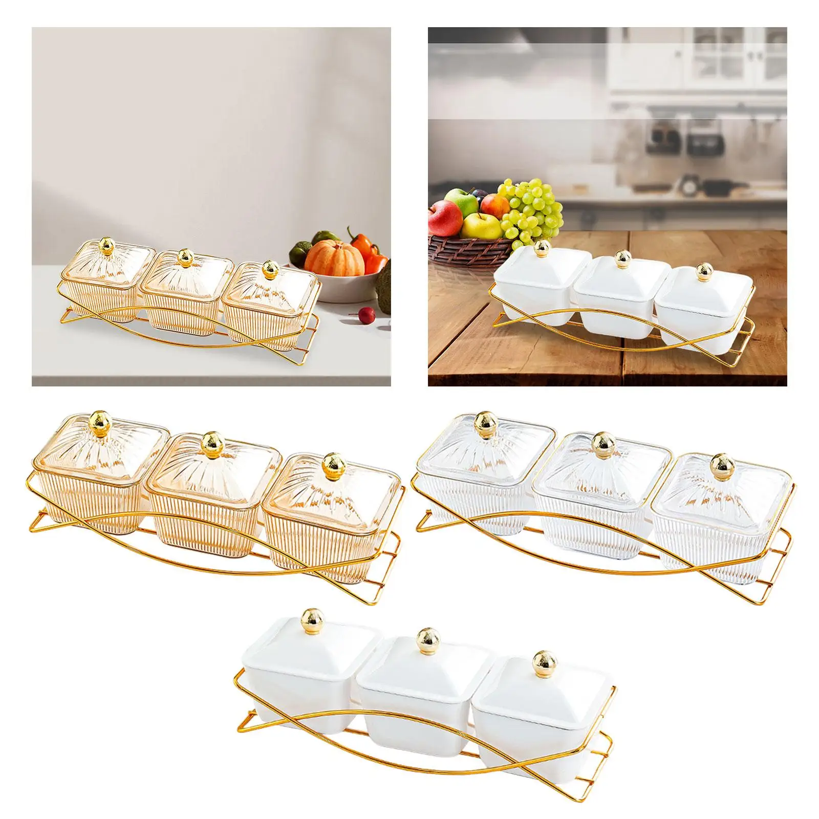3 Snack Serving Bowls with Lid and Handle Nordic Fruit Snacks Serving Platter for Sweet Cookies Appetizer Wedding Nuts Home