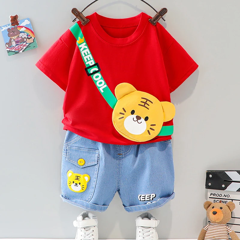 LJW 2022 Cartoon infant Suits Baby Clothing Set for Boys Girls Cute Summer Casual Clothes Set Striped Top+Shorts Kids Clothes Baby Clothing Set near me Baby Clothing Set