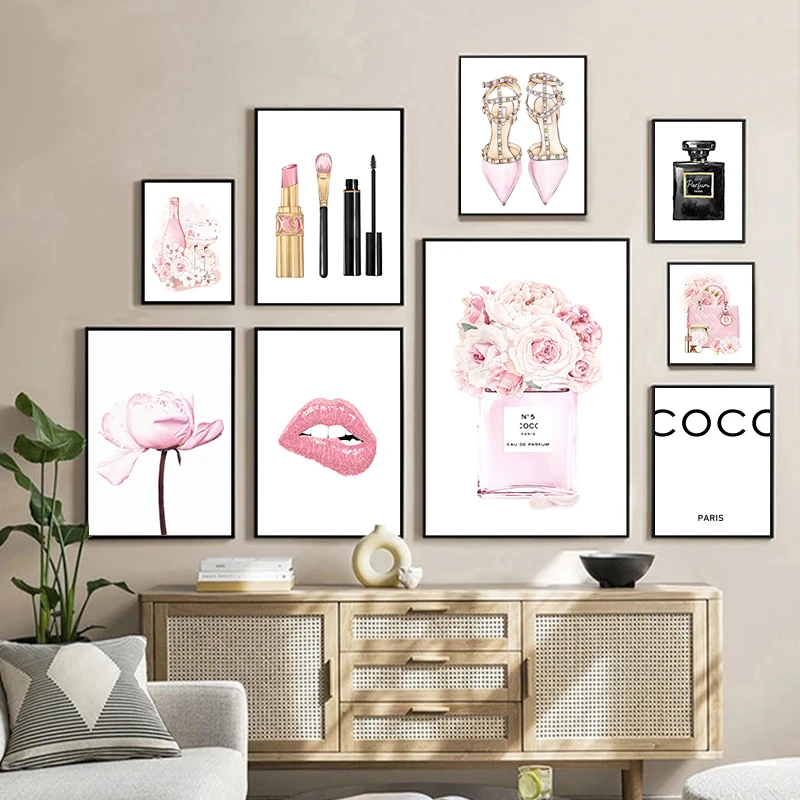 Designer art print home decor logo pink beauty fashion floral ...