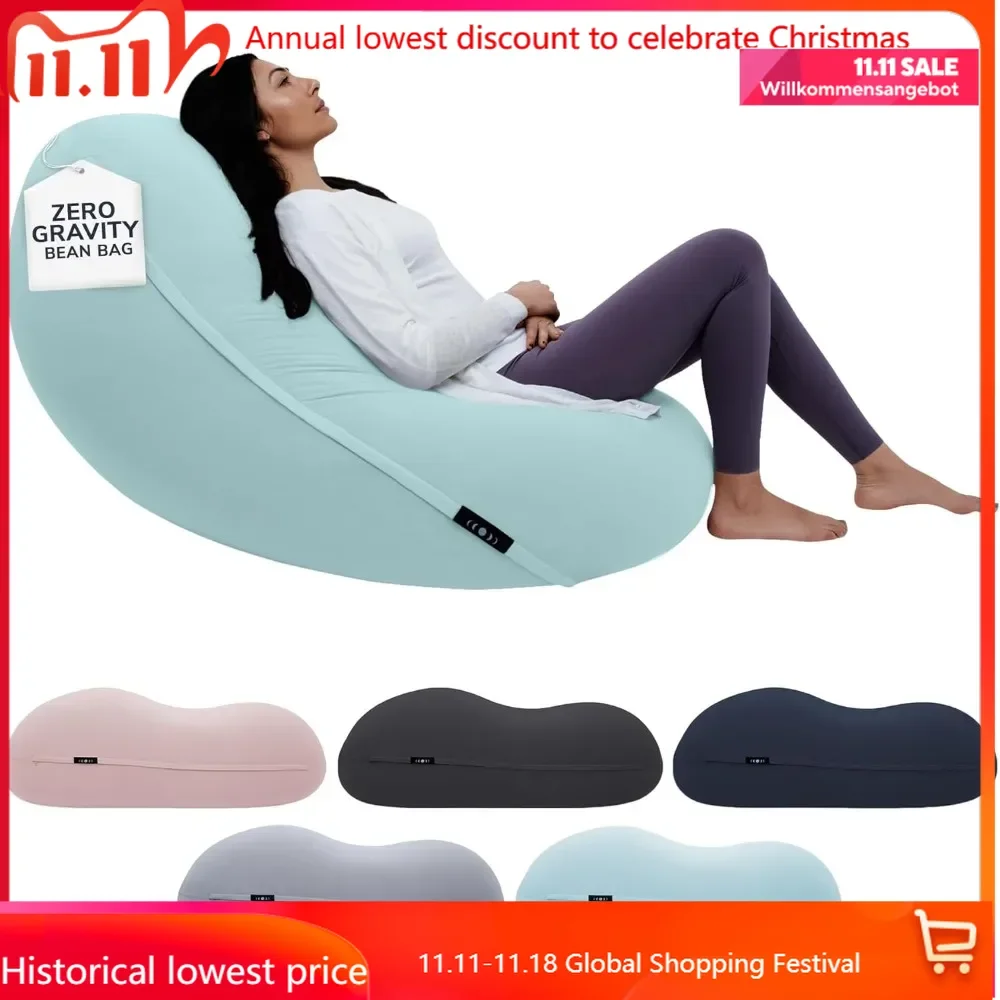 Moon Pod Bean Bag Chairs for Adults-12LB Giant Bean Bag for Back Support w/Micro-Bead Filling Zero-Gravity Sensation, Tens