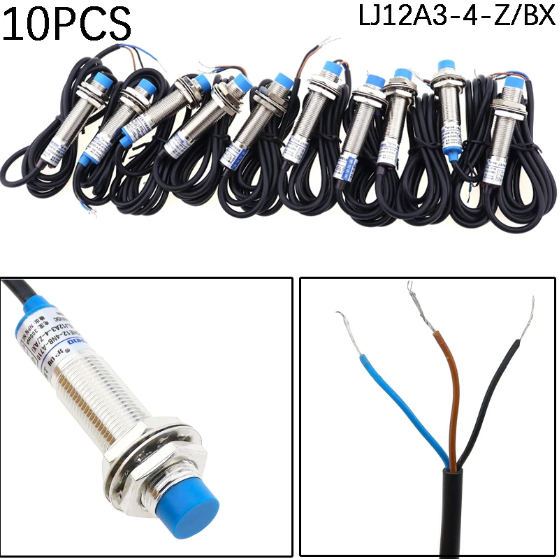 10Pcs M12 Inductive Proximity Sensor Switches 4mm Detection PNP/NPN DC6-36V NO/NC Normally Open LJ12A3-4-Z/BY AY BX BY omch industrial automation non flush inductive proximity switch lj10a3 2 z ex dc 2 wire normally open