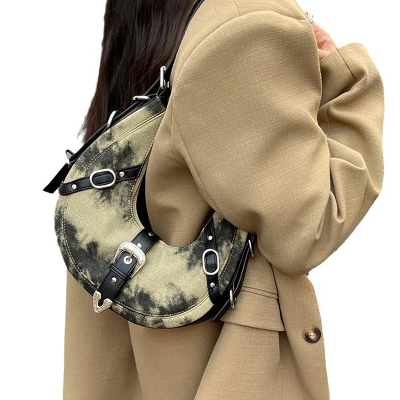 

Moto & Biker Sweet and Cool Y2k Half Moon Bags For Women Luxury Designer Handbags Purses 2023 New In Vintage Underarm Shoulder