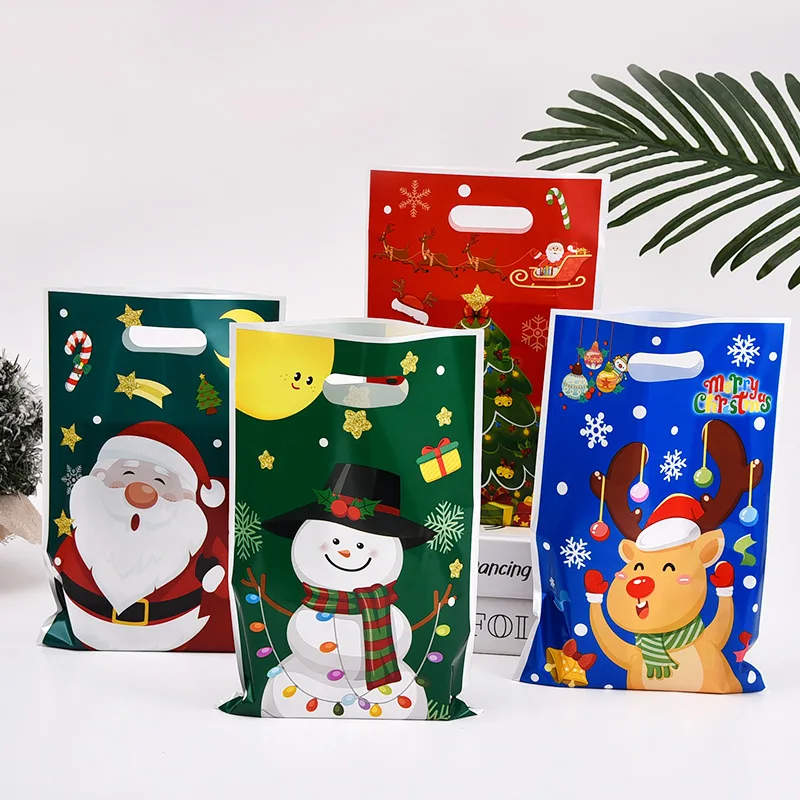 10/30 stücke Weihnachten Geschenk Taschen Cartoon Kunststoff Süßigkeiten Cookie Verpackung Tasche 2024 Navidad Dekoration für Home Kinder Neue jahr Geschenk 2025 – Detail 2