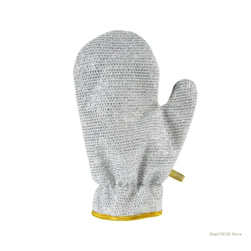 QX2E 1Pair of Silver Wire Dishwashing Gloves Wire Dishwashing Rags Heat Resistant