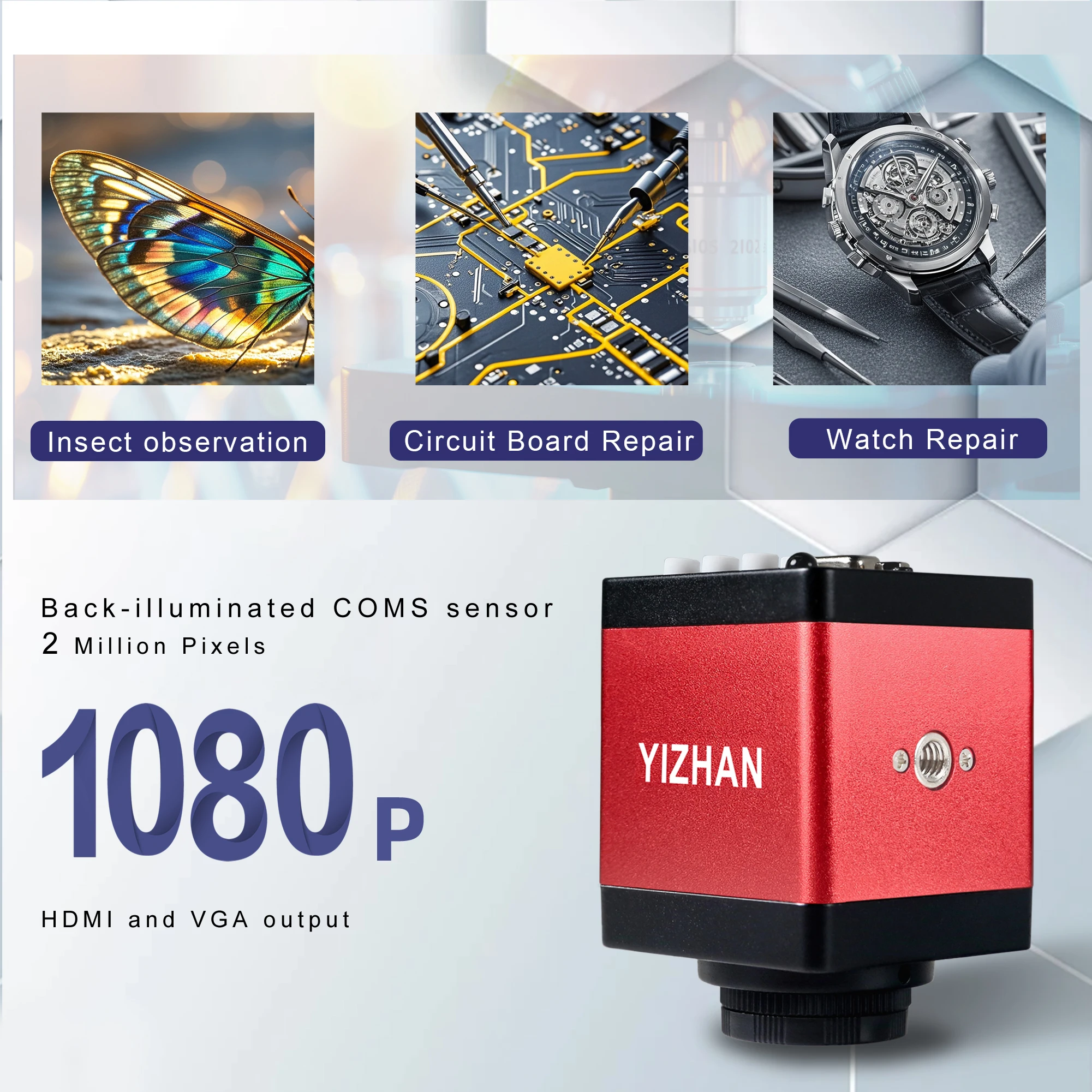 YIZHAN 1080P HDMI Industrial Microscope 150X C-Mount Lens Remote