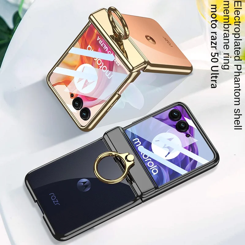 Enhanced Electroplated Magnetic Ring Holder Phone Case with Hinge Protection