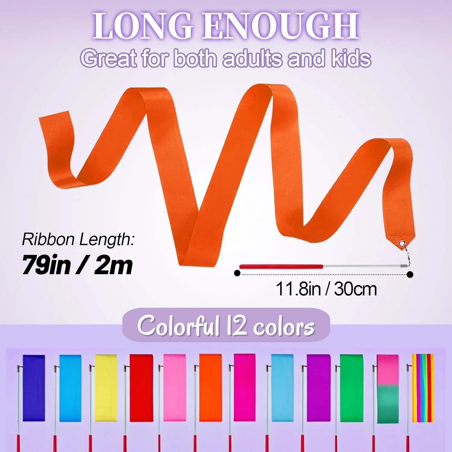 12-36PCS Dance Ribbons 2M Colorful GYM Ribbons Rainbow Dance Wands for Kids Adults Party Favors Birthday Decoration Talent Show