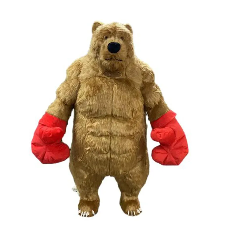 thumbnail image 1 of Traje inflable de oso musculoso de boxeo para adultos de 2 m, disfraz de mascota peluda gigante para inflar, personaje animal, disfraz de cosplay para vestir, 1 of 4