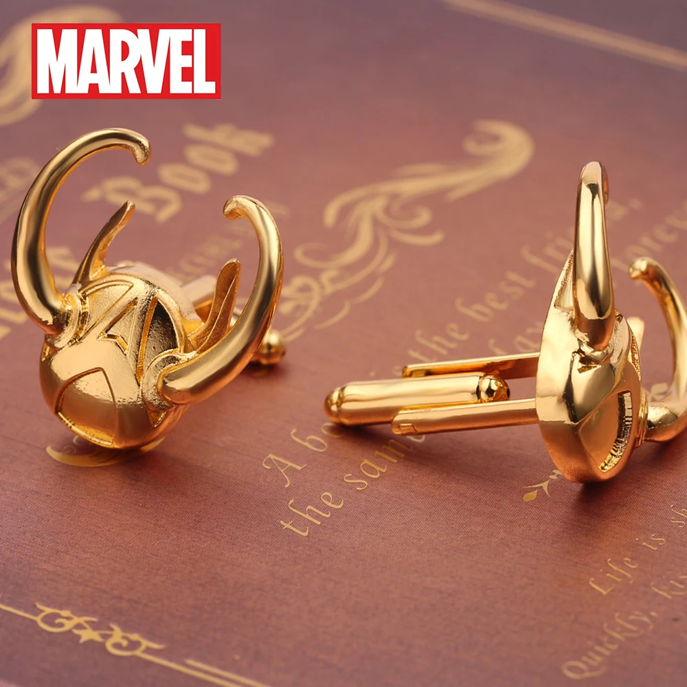 

Marvel Loki Laufeyson Cufflinks Gold Color Helmet Cuff Link For Men French Shirt Cosplay Accessories Fans Collection Gift