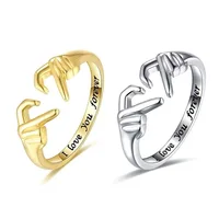 Bague romantique en forme de cœur pour femmes et hommes, je t'aime pour toujours, bague réglable pour Couple, fête de mariage, rencontres, bijoux cadeaux 3