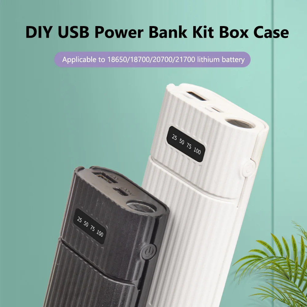 2/3-Port Input 18650/18700/20700/21700 Battery Charger Adapter Plastic Shell DIY Power Bank Box LCD Display for Cellphone Tablet