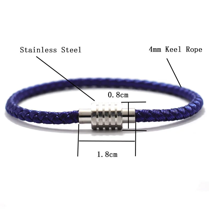 Stainless Steel Magnetic Rope Cord Bracelet for Men