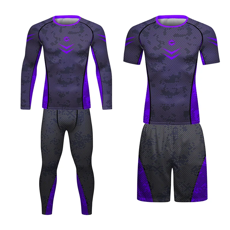 Men Boxing Sports Jiu Jitsu Suit Gym MMA Compression T-shirts Clothes Running Jogging Sport Wear Exercise Bjj Rashguard Tights